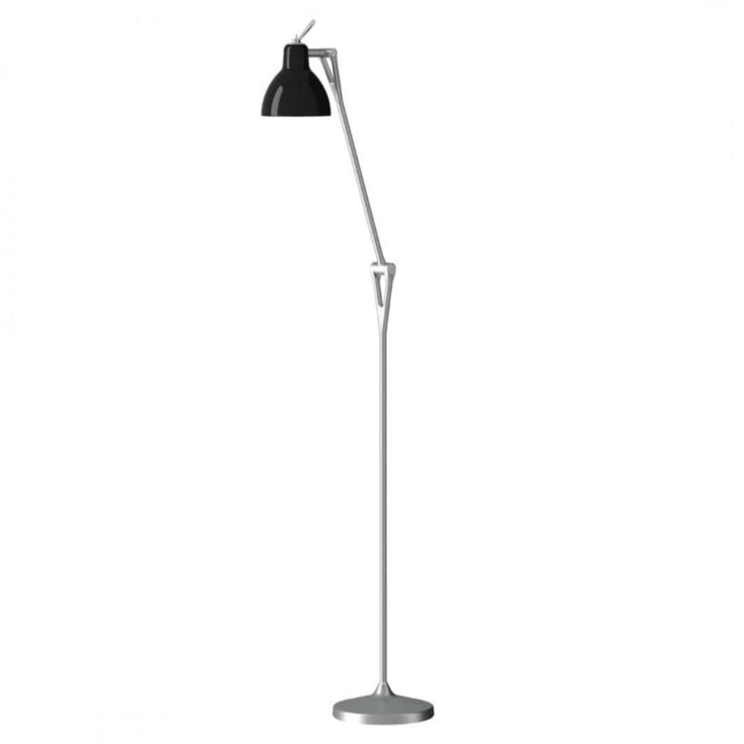 Luxy F1 Gulvlampe Alu Blank Sort Skærm     fra Rotaliana