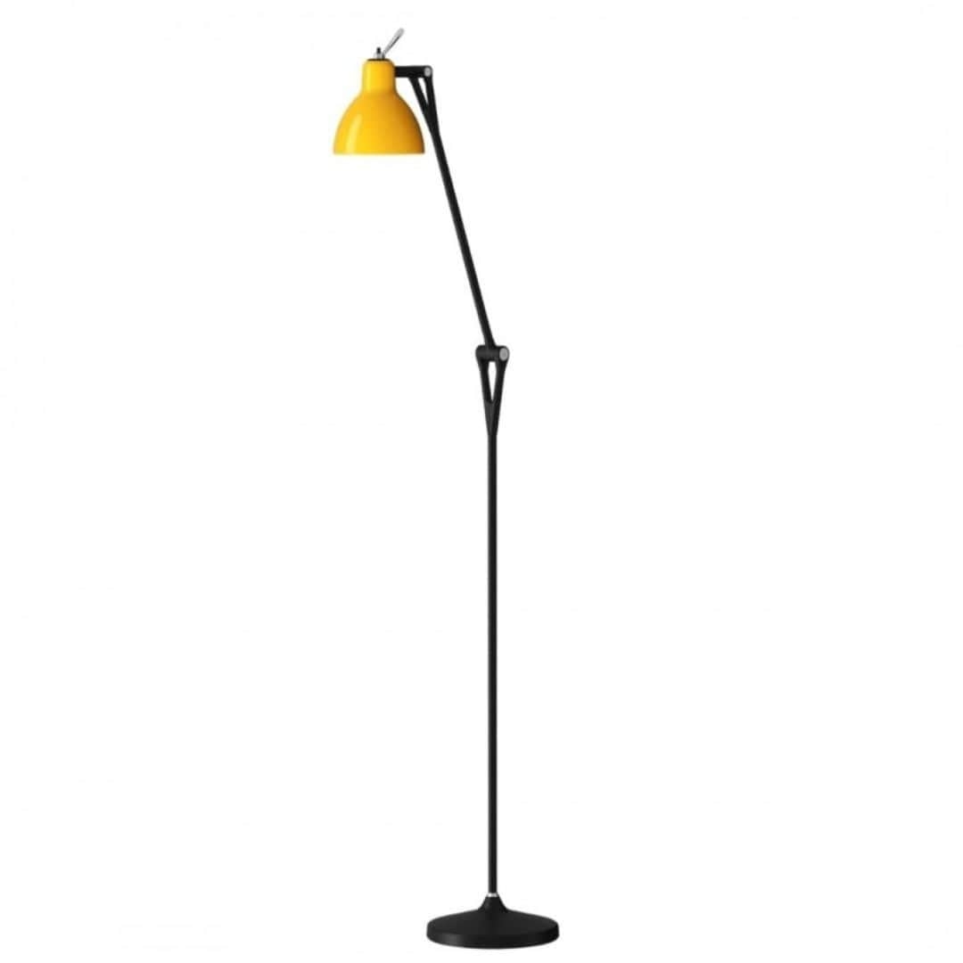 Luxy F1 Gulvlampe Mat Sort Blank Gul Skærm     fra Rotaliana