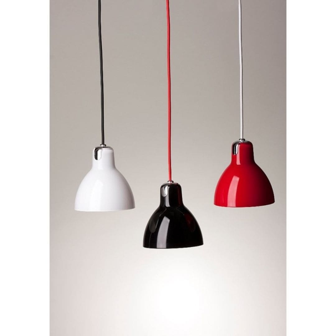 Luxy H5 Pendel Sort Ledning Blank Rød Skærm     fra Rotaliana