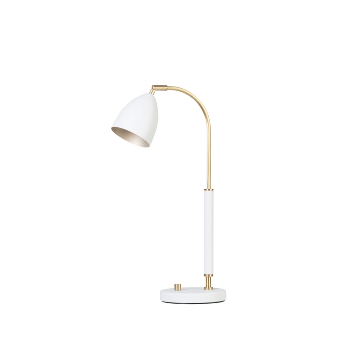 Deluxe Bordlampe Hvid Messing     fra Belid