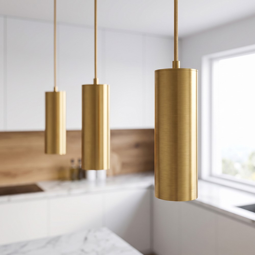 Malm E14 Guld Cylinder Pendel   2m Ledning, Med Roset, Uden Lyskilde. fra Home Décor