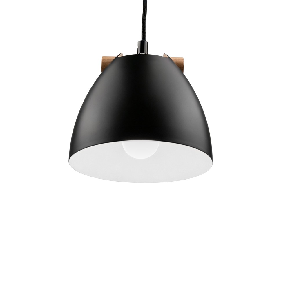 Holm Sort ø16cm Pendel   E27 Fatning, 2m Ledning,  Metal   Træ fra Home Décor