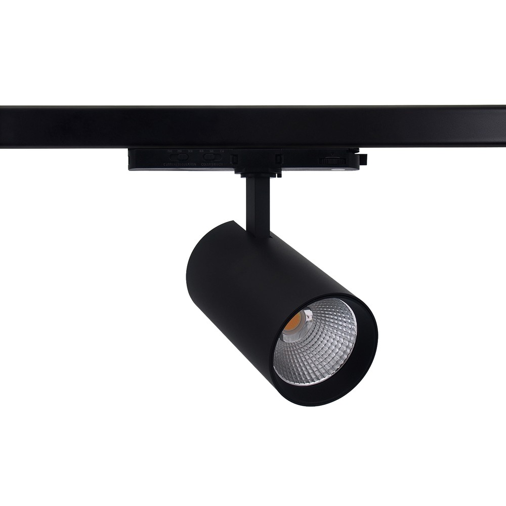 25 30w 3 Faset Cct Triac Skinnespot   Ra92, Justerbar Cct & Watt, Sort   Dæmpbar : Dæmpbar, Kulør : 3 I 1 fra Ledlife