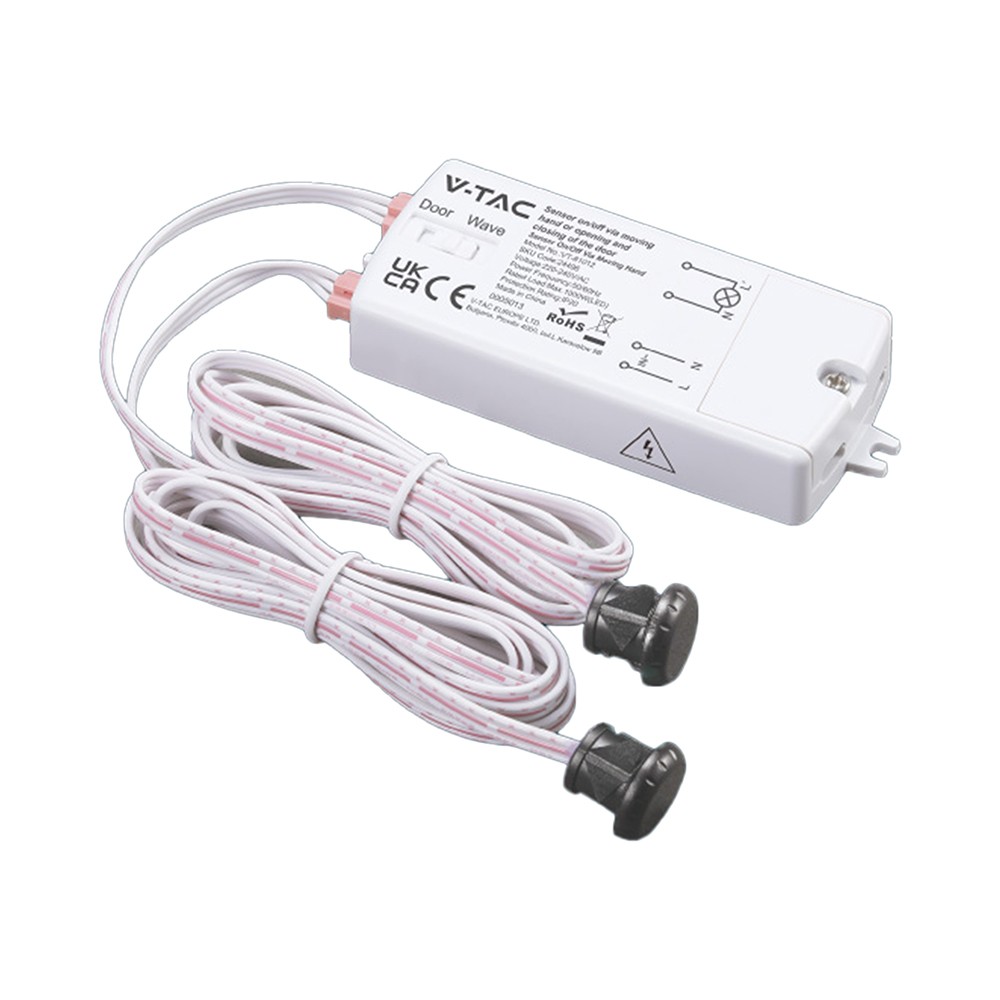 V Tac 2 I 1 Dobbelt Ir Sensor   Maks 1000w Led, Tænd Sluk Ved Dør Eller Håndbevægelse fra V-tac