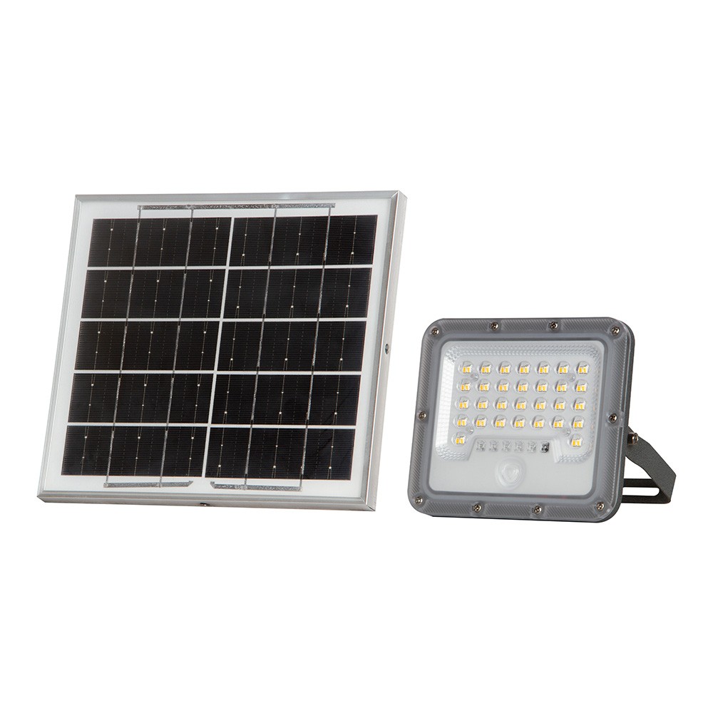 V Tac Led Solcelle Projektør Med Pir Sensor   150lm W, Ip65, 6000k   Kulør : Kold fra V-tac
