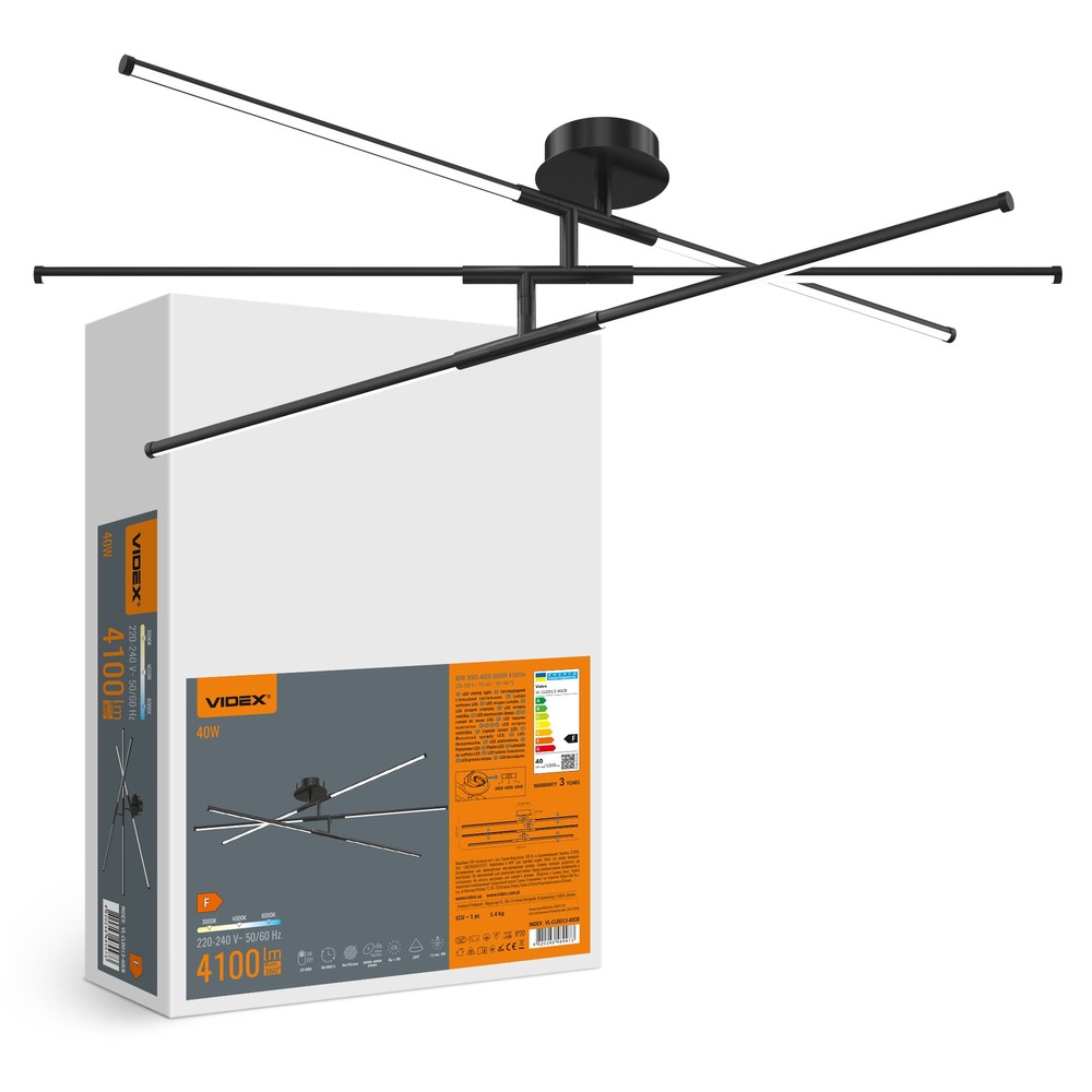 40w Led Loftslampe   Sort, Cct   Kulør : Neutral fra Videx
