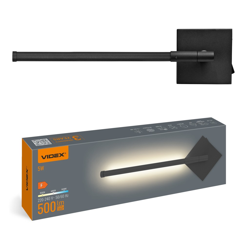 En: Led Wall Light Wl041 5w Varm Hvid Neutral Kold 230v Black   Kulør : Neutral fra Videx