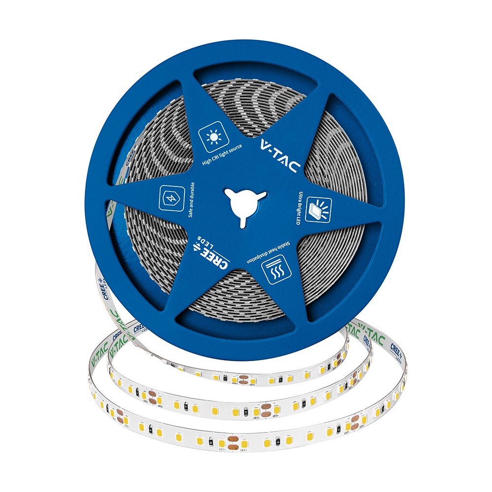 V Tac 5m 12w M Led Strip Ip20, 4000k, Cree Chip, 6 års Garanti Kulør : Neutral fra V-tac
