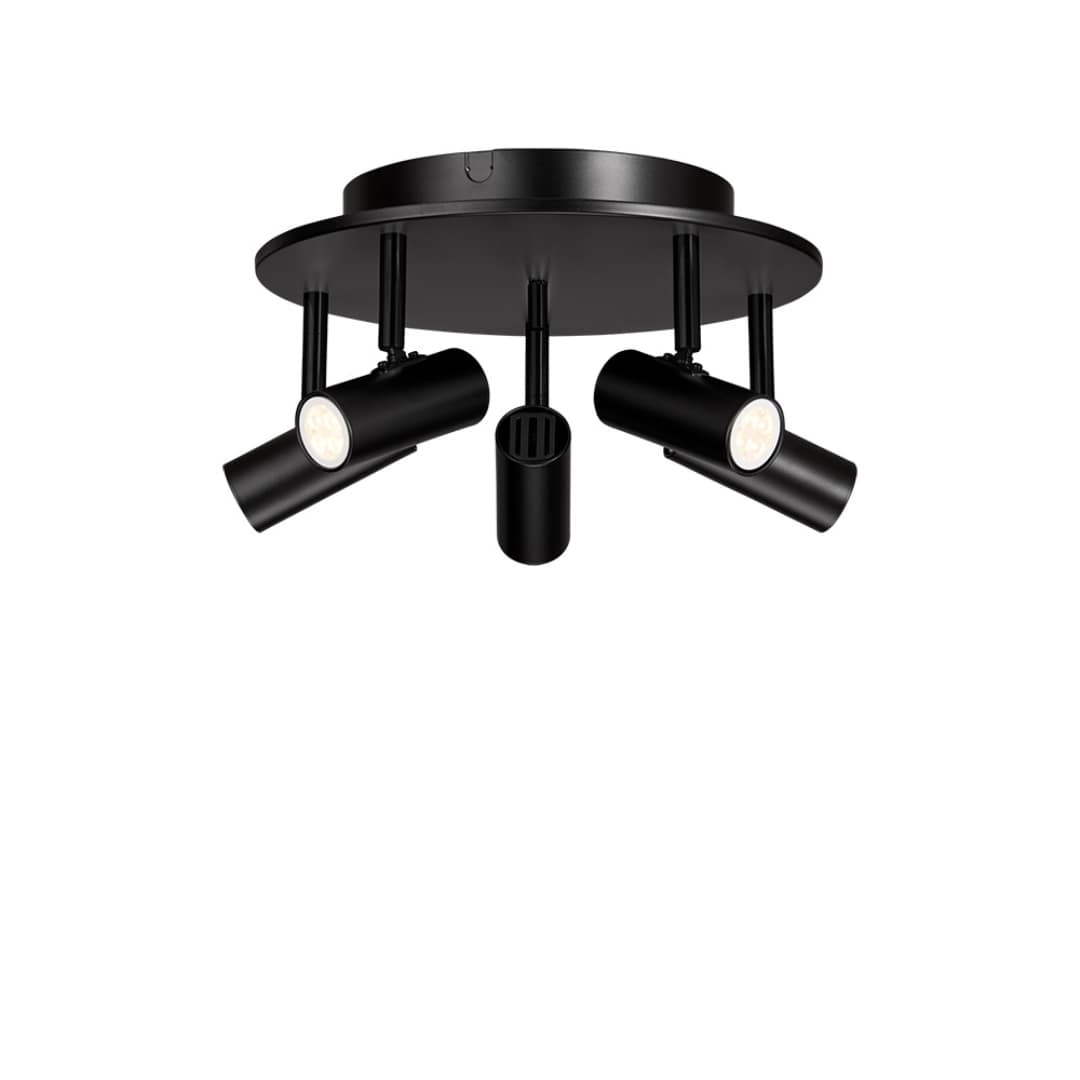 Cato 5 Spotlights Rund Mat Sort fra Belid