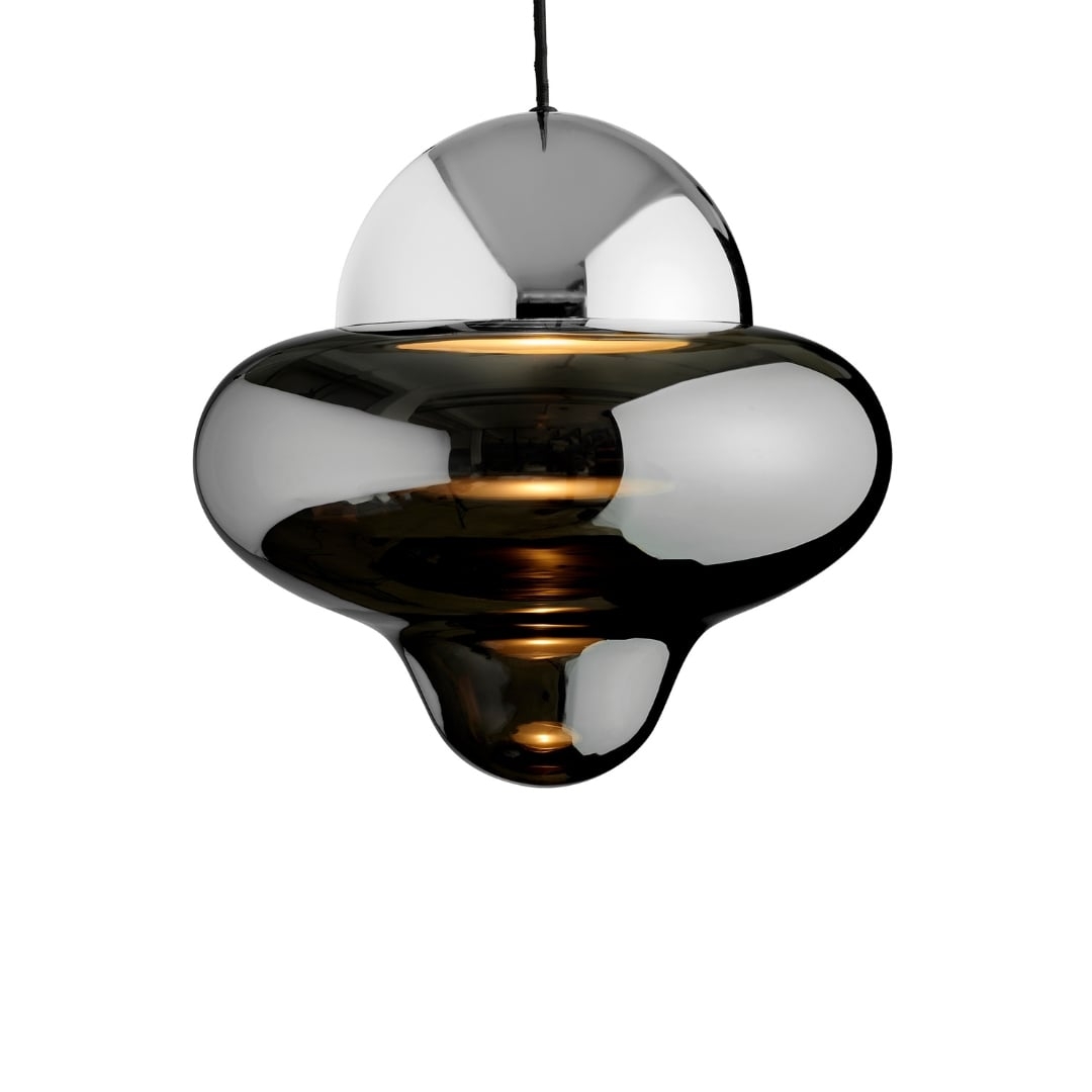Nutty Pendel  Smoke Glass   Chrome Dome     fra Design By Us